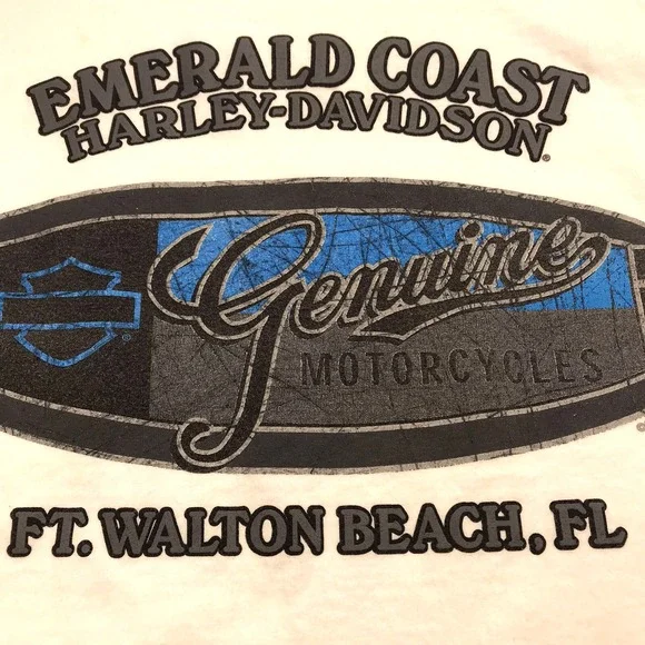 Harley Davidson T-Shirt‎ 2XL White Emerald Coast Ft Walton Beach Florida Biker - Picture 8 of 16